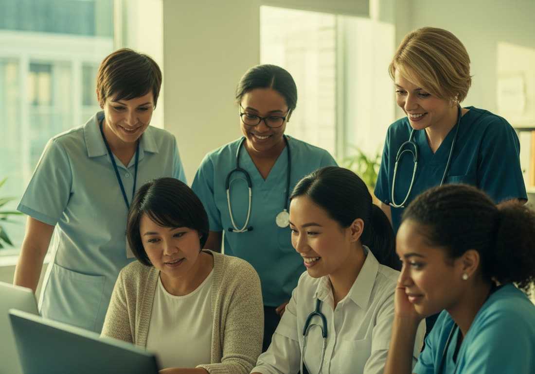 A team of care and community professionals collaborating